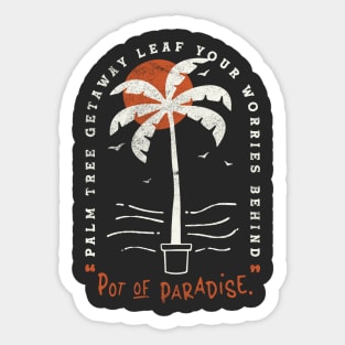 Pot of Paradise Retro Tropica Palm Tree Beach Vibes Sticker